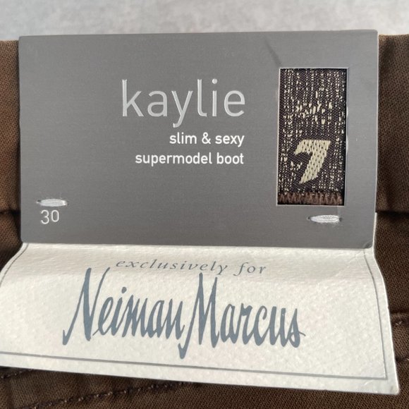 NWT 7 For All Mankind Brown Kylie Slim & Sexy Supermodel Boot Cut Jeans Size 30 - Picture 2 of 7